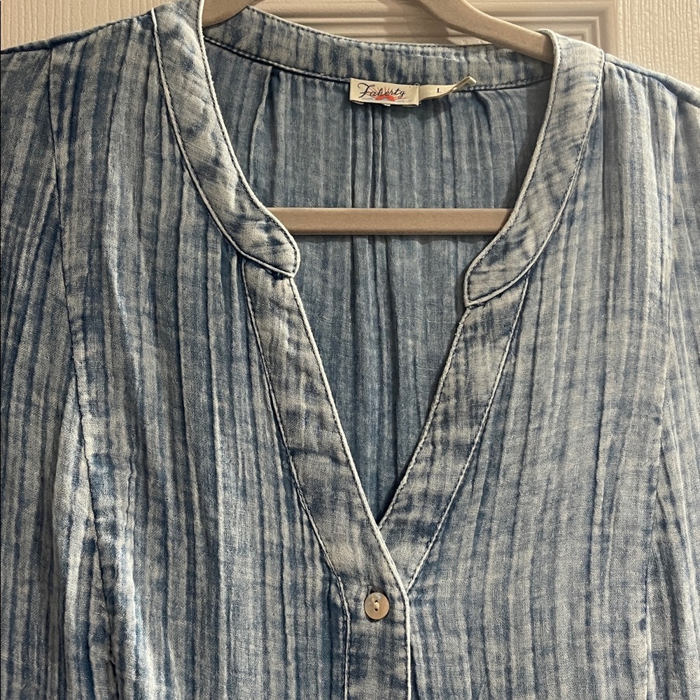 Faherty Blue Crinkled Gauze Women's Dress—WORN ONCE! - Picture 5 of 5